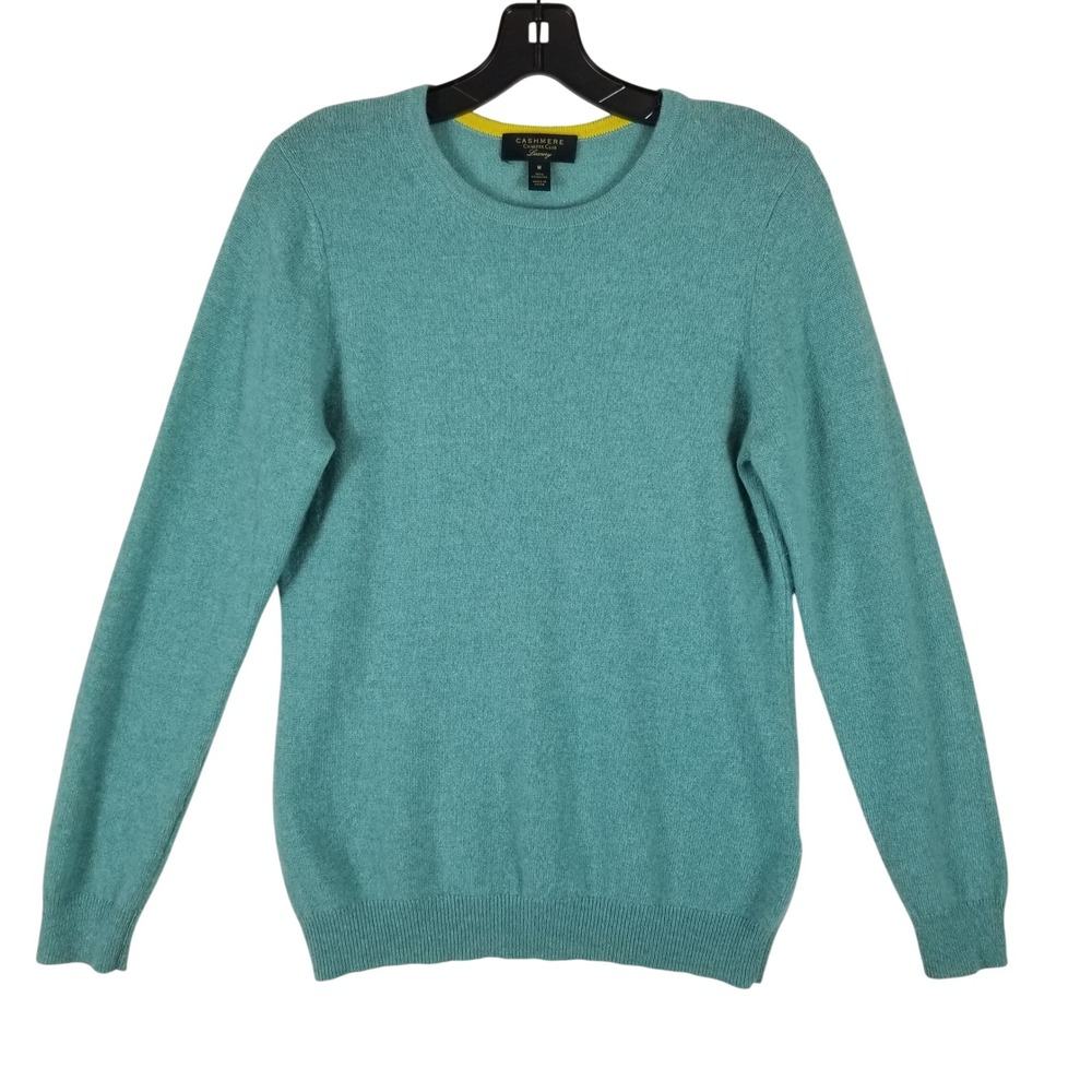 Charter‎ Club Cashmere Sweater Womens Medium Teal Crewneck Luxury Knit Pullover